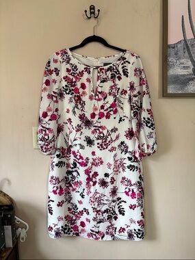 NWOT Adrianna Papell Pink & Purple Floal Print Shift Mini Dress Size 6